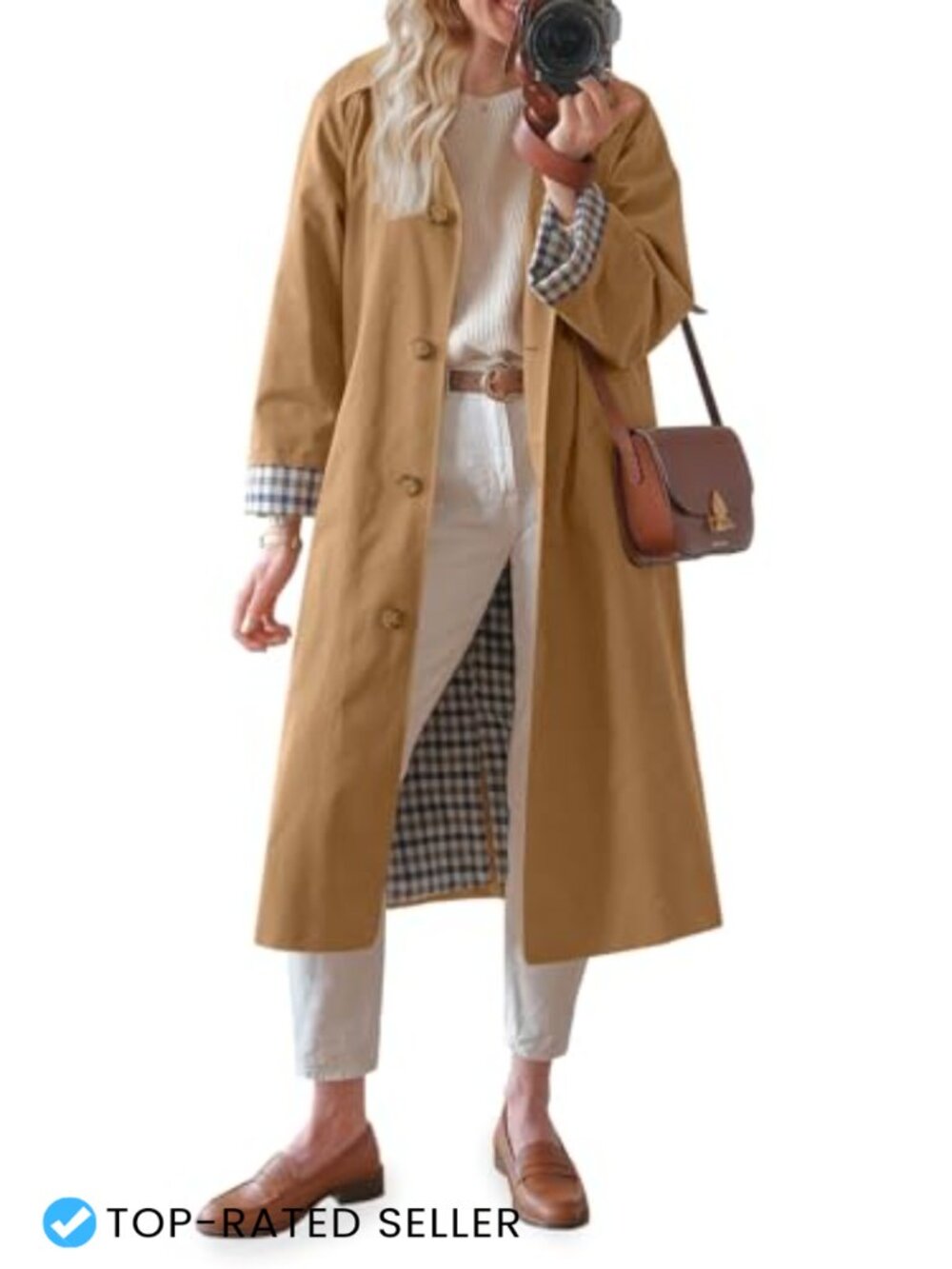 Oversized Single Breasted Windproof Trench Coat Long Sleeve Polyester